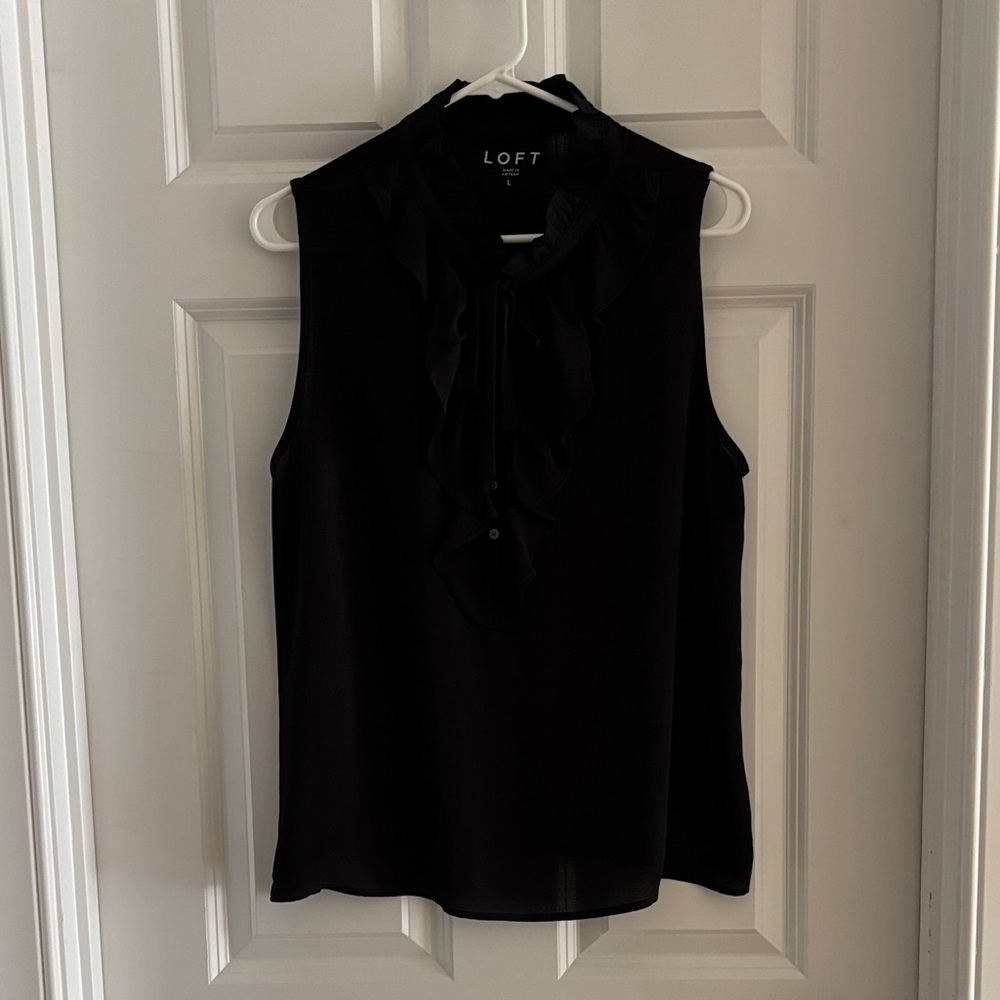 LOFT Elegant Black Sleeveless Blouse